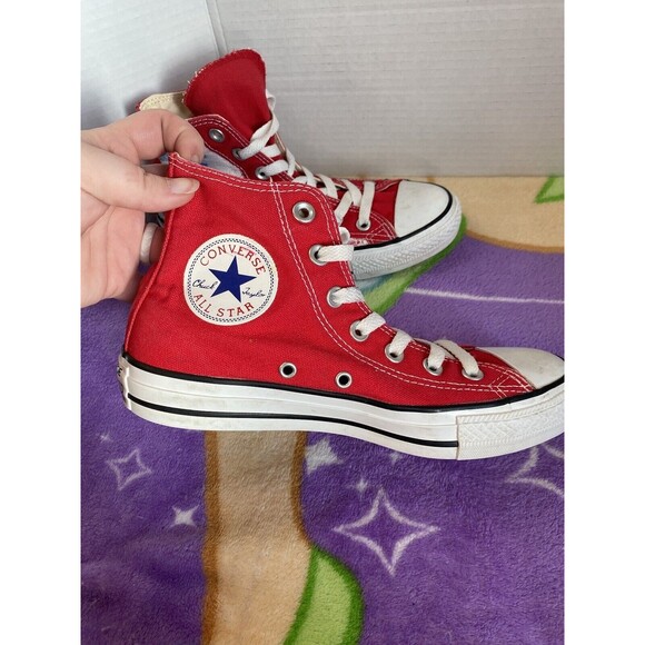 Floral Aquatic Converse Red Sneakers Unisex Mens 5 Womens 7 Hand Painted - Picture 2 of 9